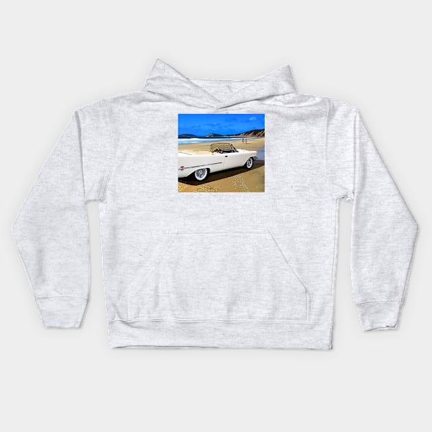 1957 Chrysler 300 Convertible Kids Hoodie by Burtney